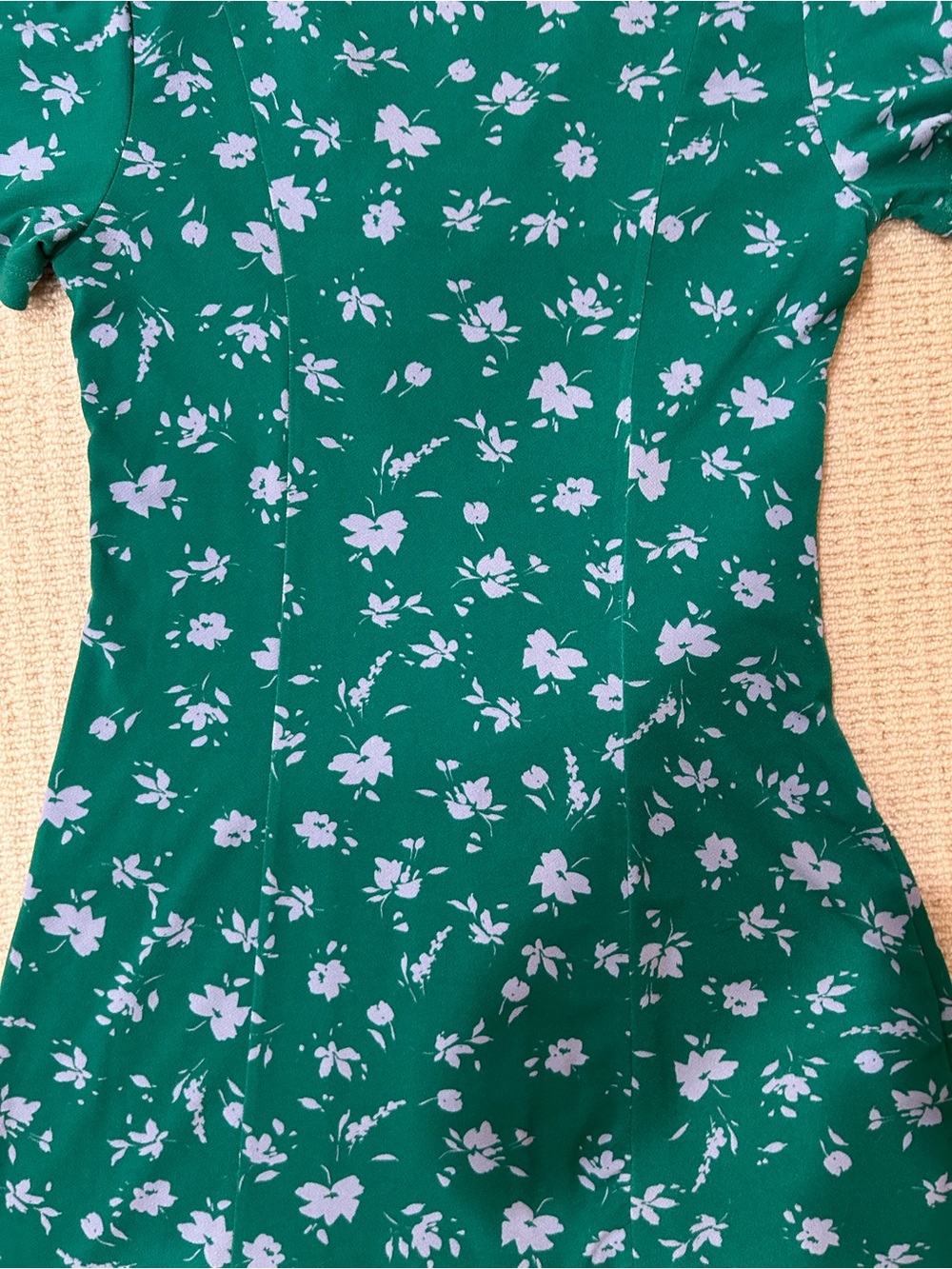 Mango Green with purple florals V-Neck button down mini Dress - Picture 5 of 5